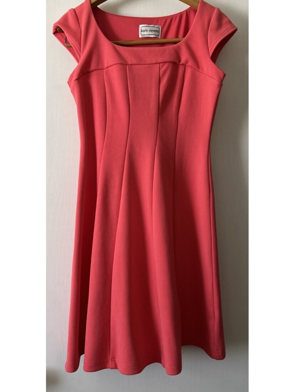 Vintage Karin Stevens Pink Sheath Dress Square Neck Solid Color Size 6